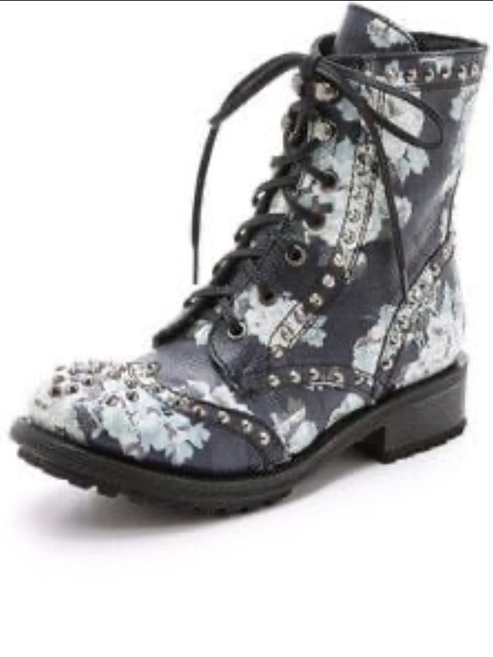 Free People ASH floral leather studded combat Boots sz 39/ 8.5
